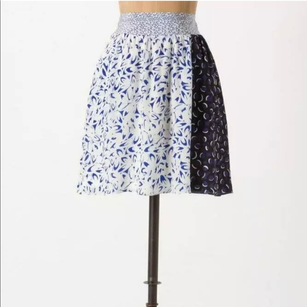 Anthro Maeve Blue & White Carizzo Skirt XS